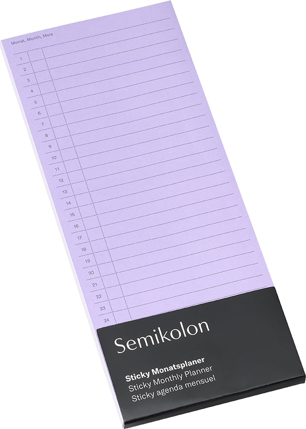 Planer miesięczny samoprzylepny Semikolon liliowy