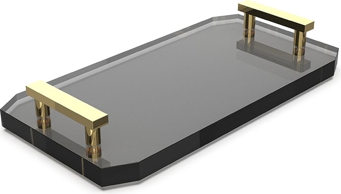 Taca łazienkowa Kristall antracytowa ze złotymi uchwytami