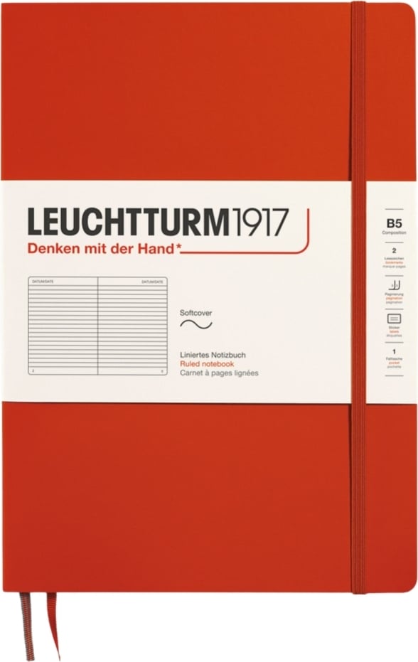 Notes w linię w miękkiej oprawie Leuchtturm 1917 B5 123 strony ciemnopomarańczowy 80 g/m²