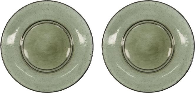 Talerze śniadaniowe Rain 21 cm zielone szklane 2 szt.