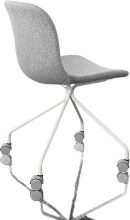 Krzesło Troy 4 star na kółkach tapicerowane biała rama jasnoszare