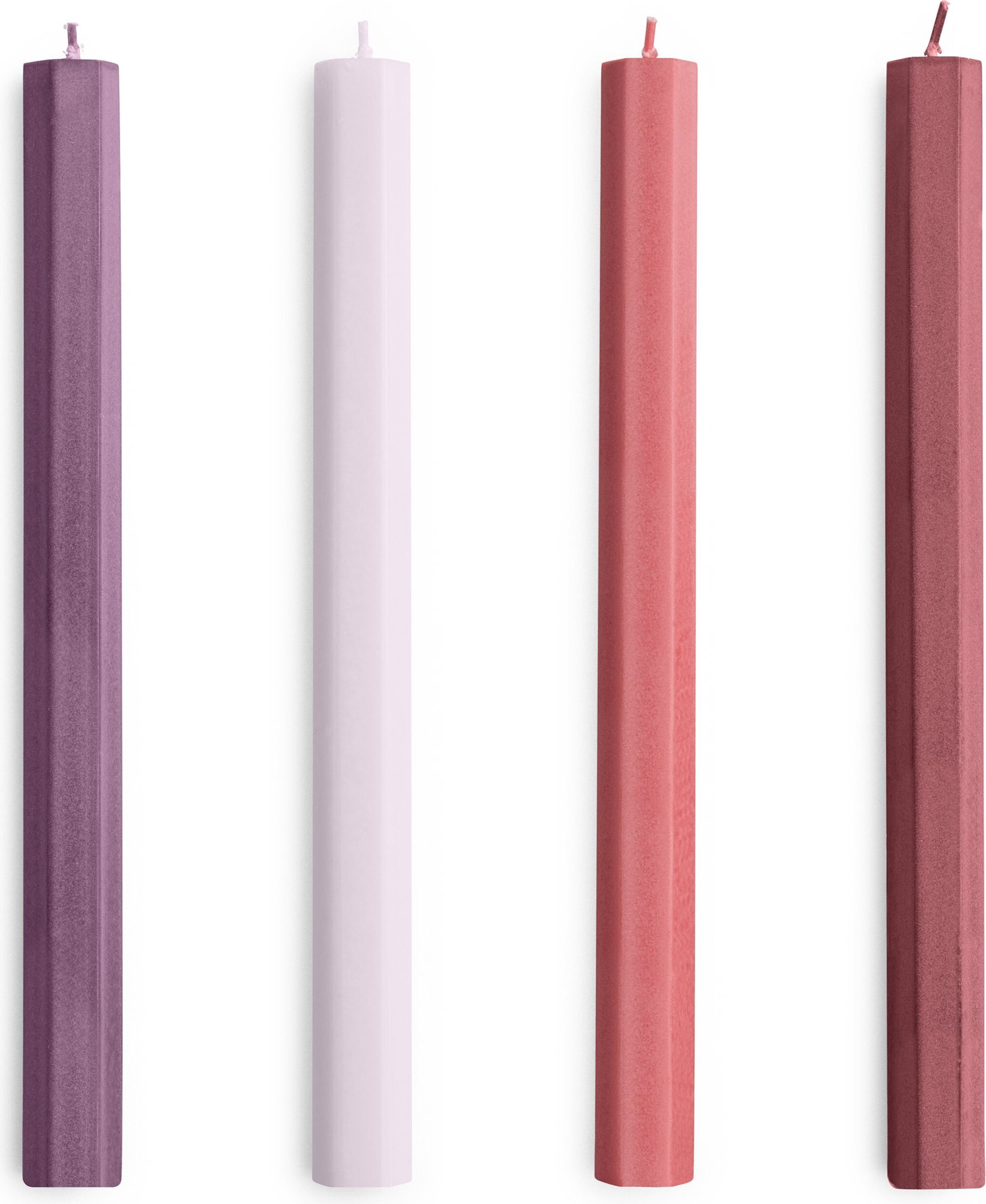 Świece Hexagon różowe 4 szt.