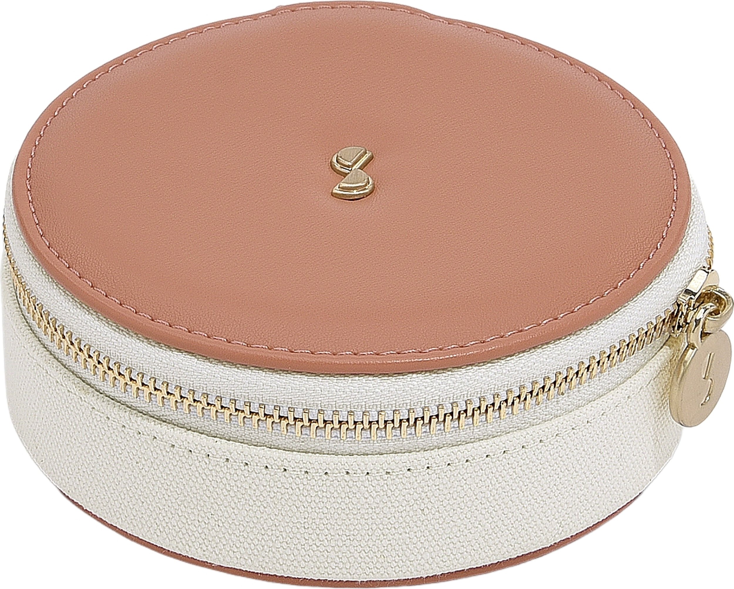 Pudełko podróżne na biżuterię Stackers Wave okrągłe kremowo-brzoskwiniowe