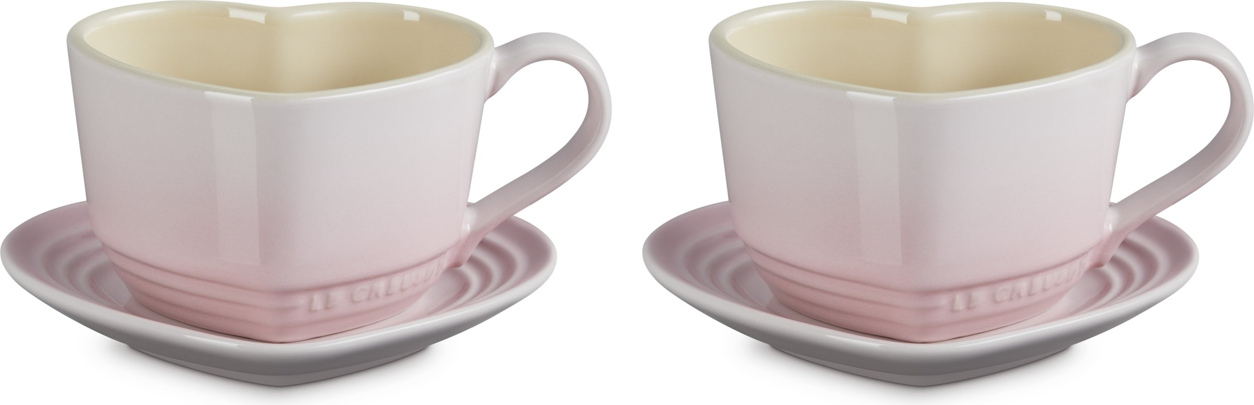 Filiżanki do kawy Heart 220 ml jasnoróżowe ze spodkami 2 szt.