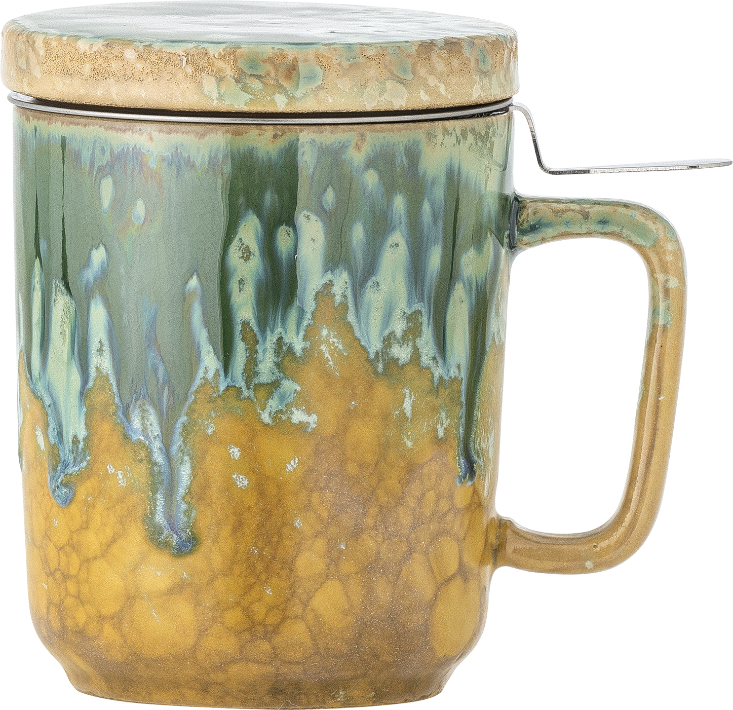 Kubek z zaparzaczem Yuma 250 ml zielono-żółty z pokrywką