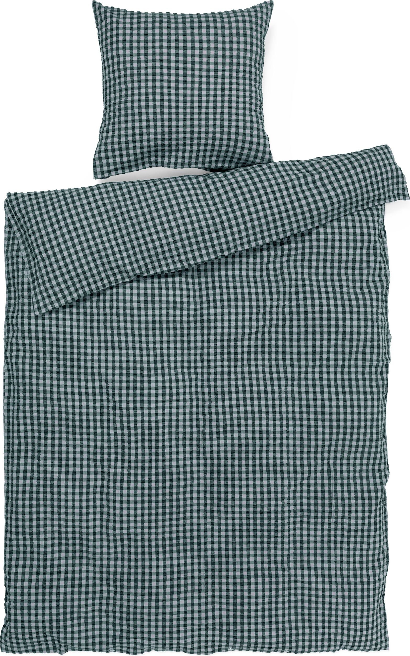 Pościel Bæk & Bølge 140 x 200 cm zielono-niebieska z poszewką na poduszkę 60 x 63 cm