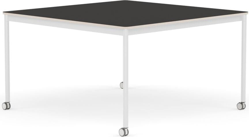 Stół na kółkach Base kwadratowy 128 cm czarny linoleum nogi białe
