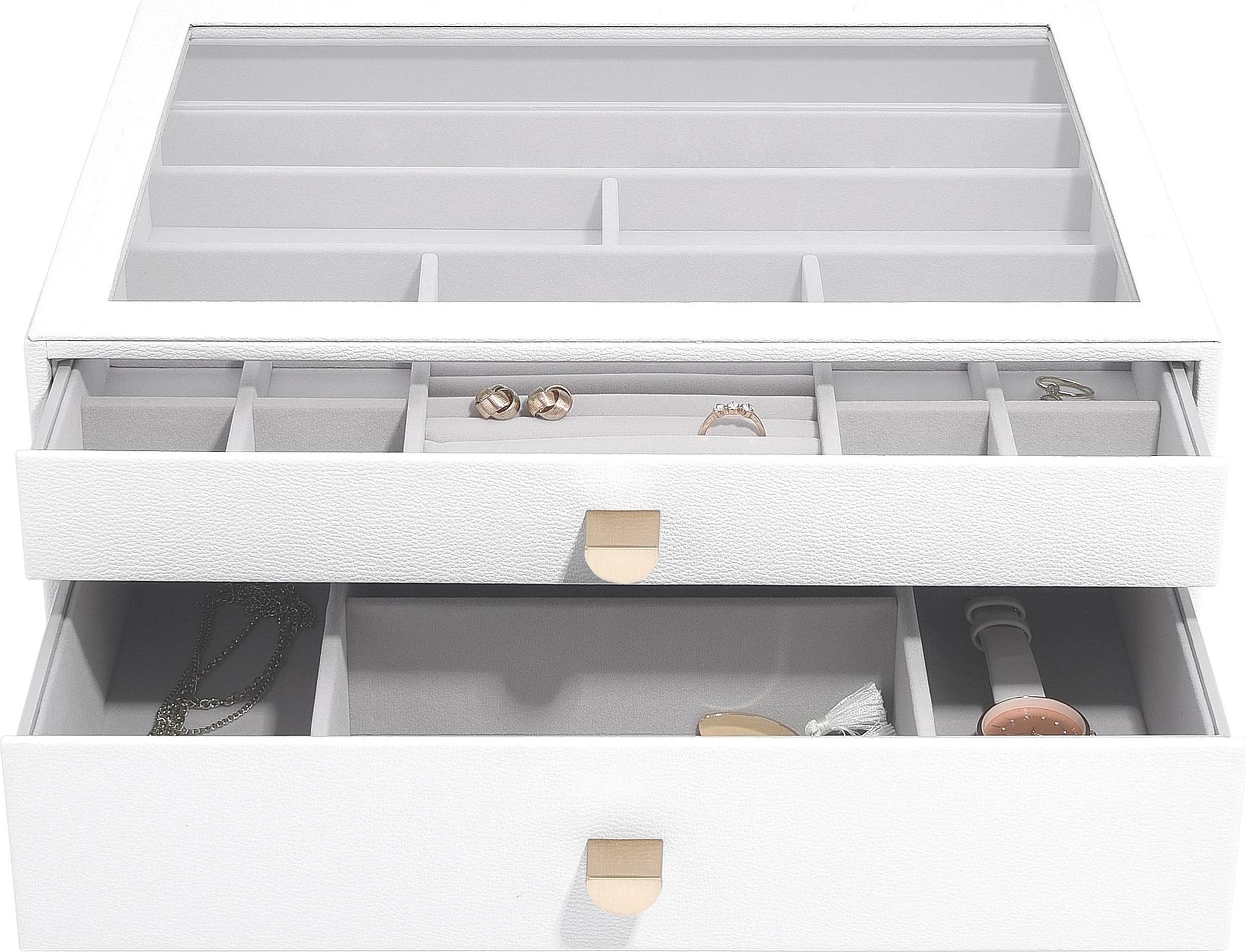 Szkatułka na biżuterię Stackers Pebble supersize biała z 2 szufladami