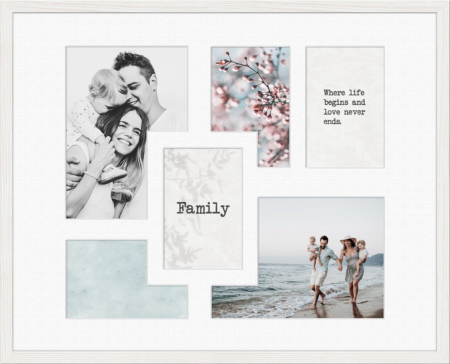 Ramka na 6 zdjęć Kyoto 40 x 50 cm biała z białym passepartout