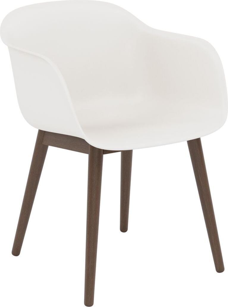 Fotel Fiber biały na ciemnych drewnianych nogach