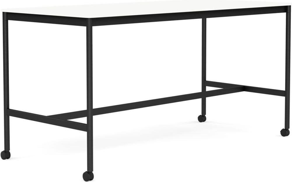 Stół na kółkach Base 85 x 190 x 95 cm biały laminowany ABS nogi czarne