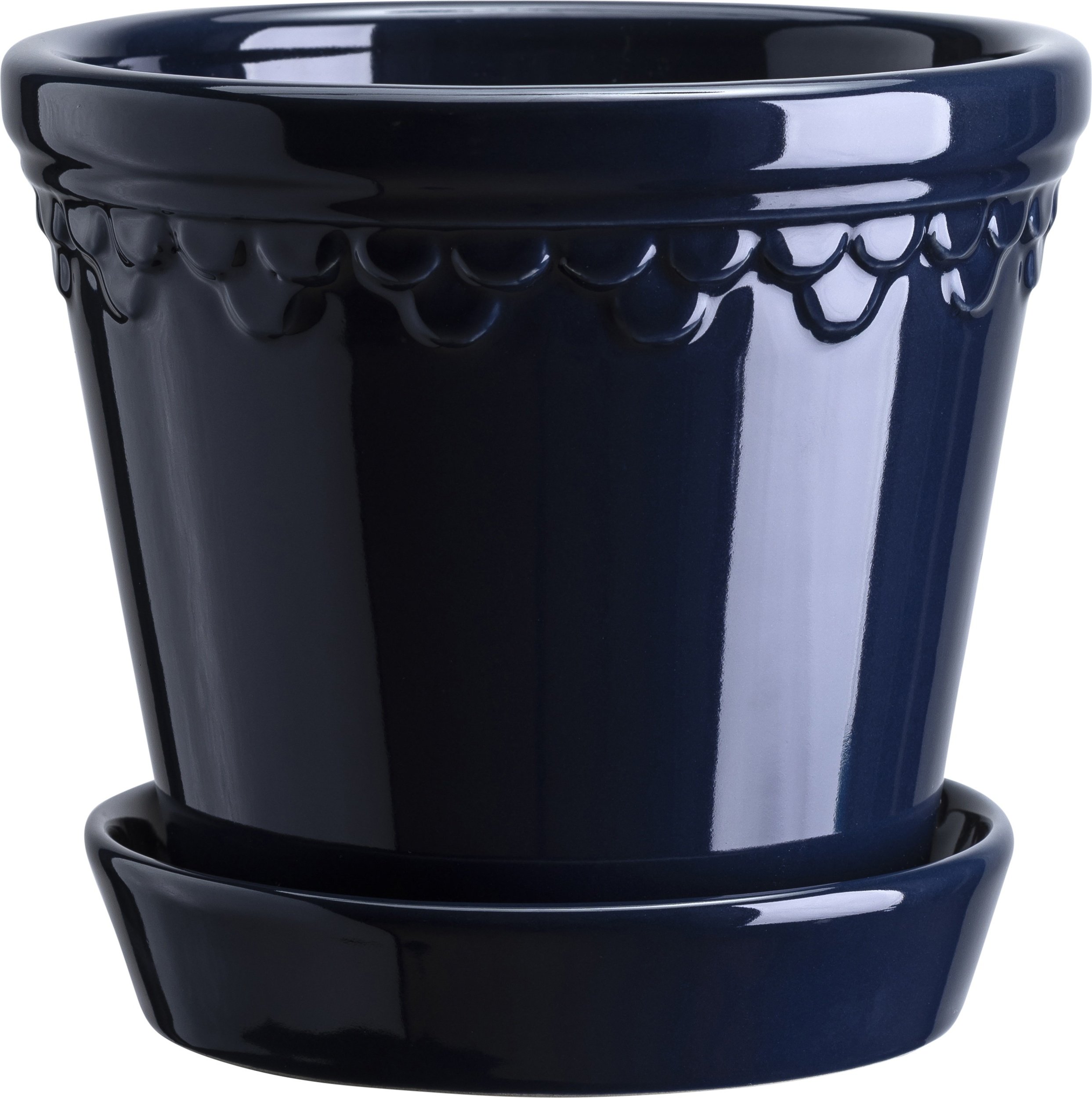 Doniczka z podstawką Københavner 14 cm szafirowa szkliwiona