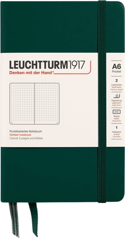 Notes w kropki w twardej oprawie Leuchtturm 1917 A6 187 stron leśna zieleń 80 g/m²