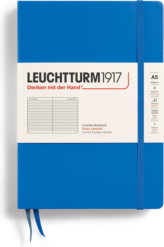 Notes w linię w twardej oprawie Leuchtturm 1917 A5 251 stron niebieski 80 g/m²