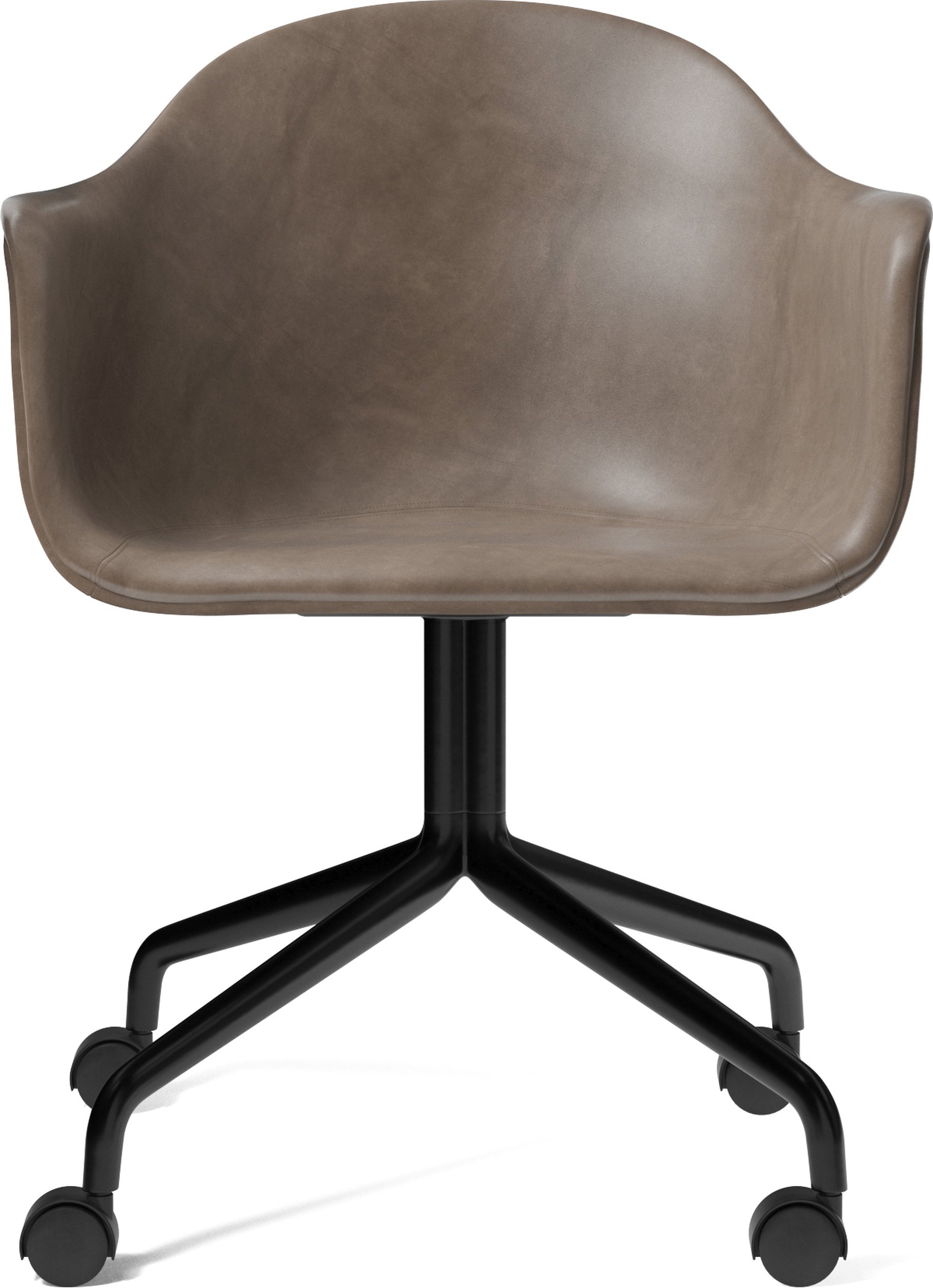 Krzesło na kółkach Harbour 81 cm szare skórzane na czarnych nogach
