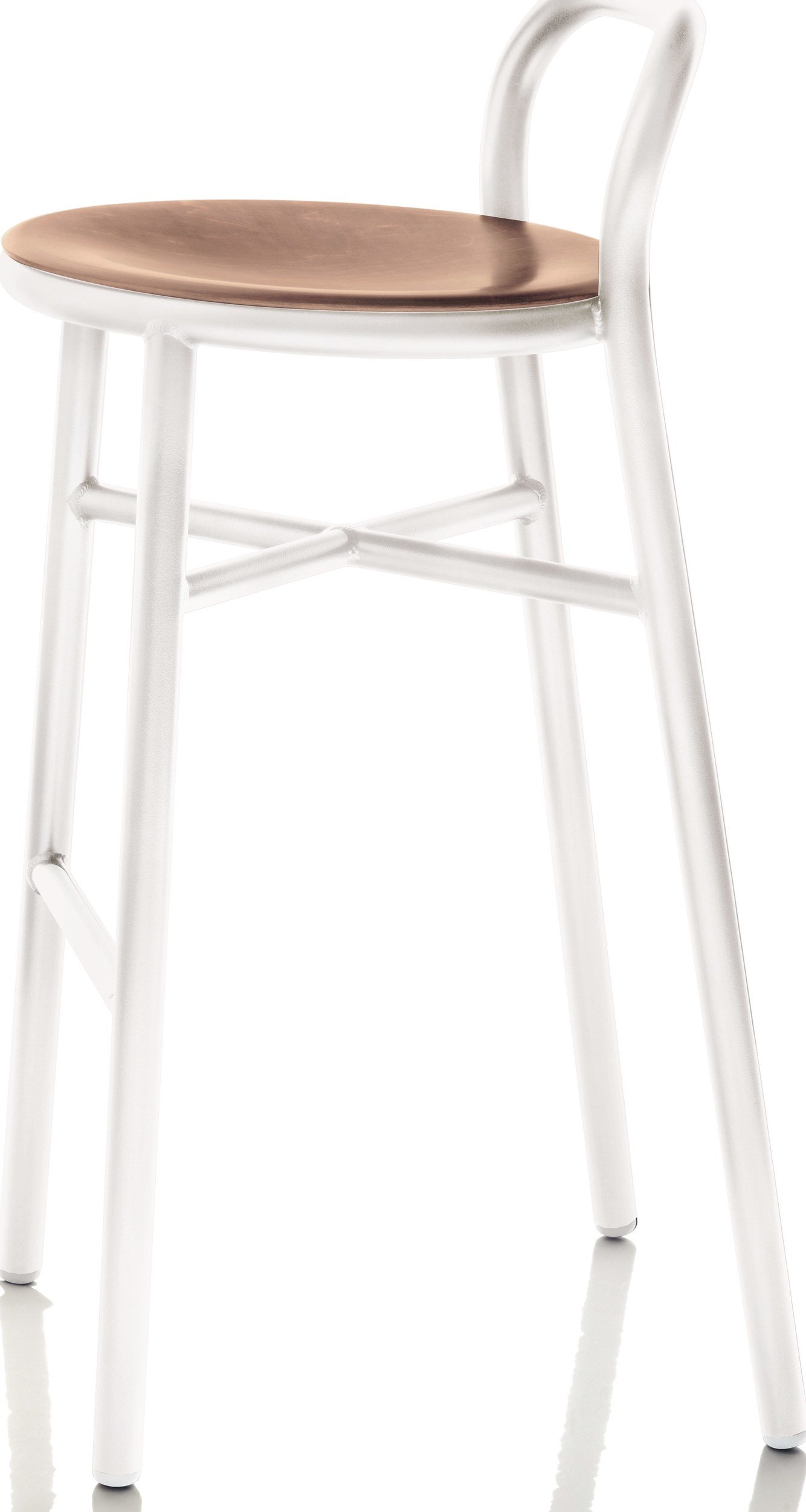 Stołek barowy Pipe białe aluminium, jasne drewno