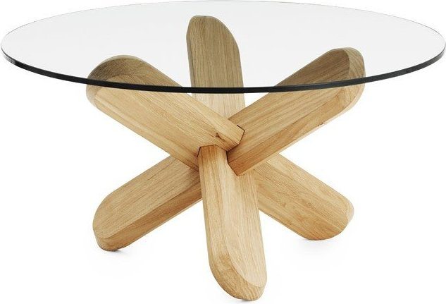 Stolik Ding dębowy z transparentnym blatem