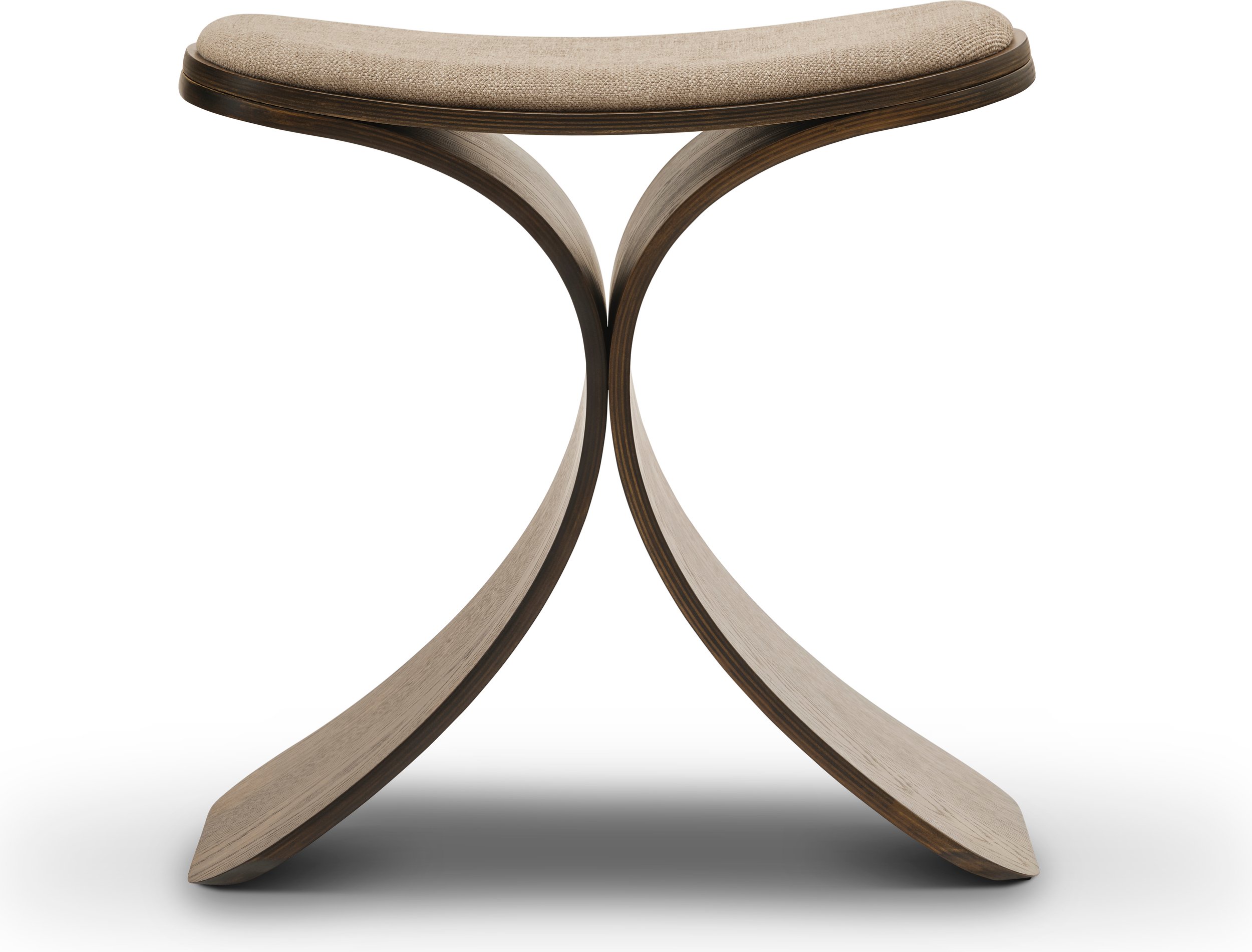 Stołek Luno 45 cm beżowy ciemny dąb siedzisko tapicerowane