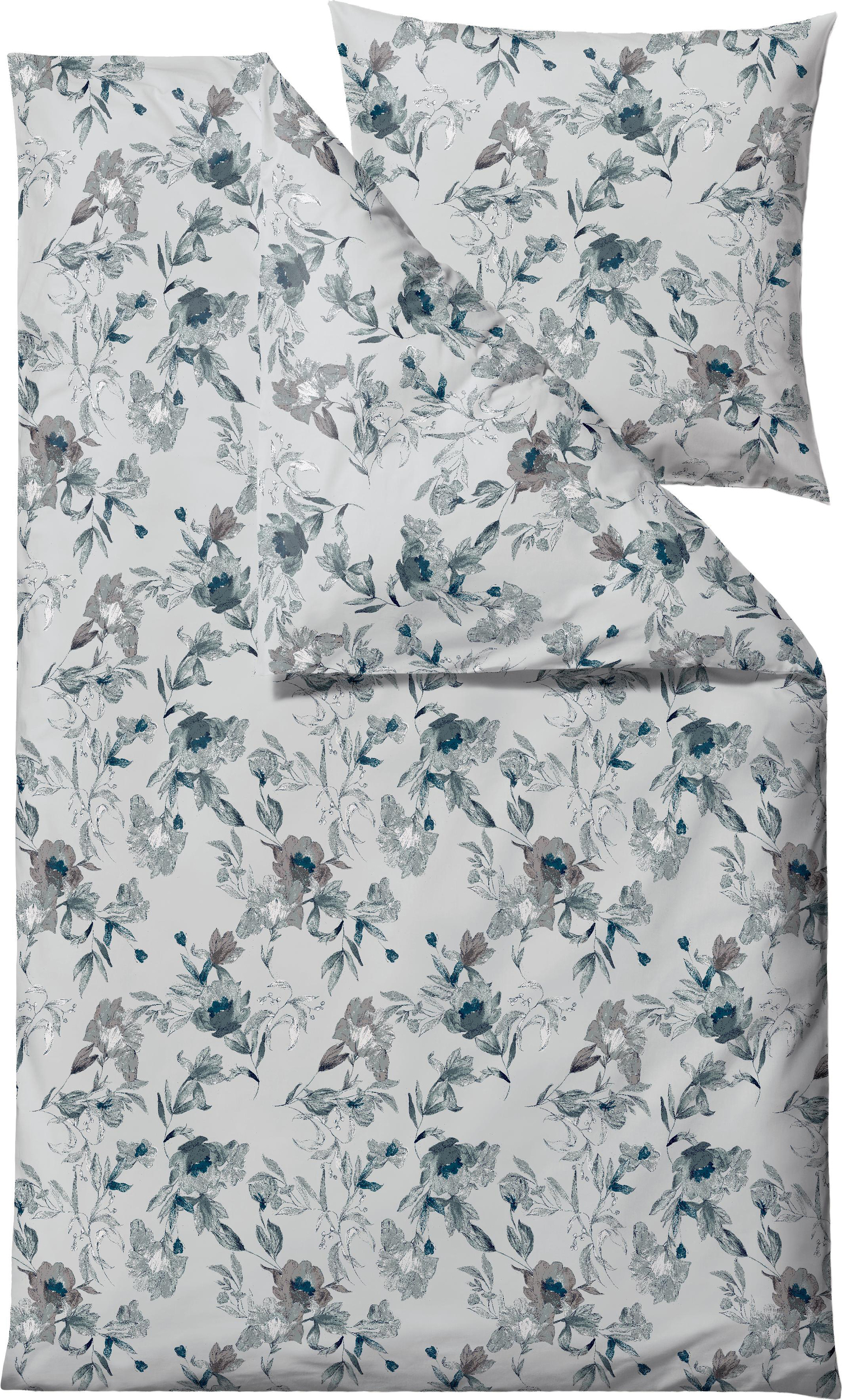 Pościel Flower Burst 135 x 200 cm niebieska z poszewką na poduszkę 80 x 80 cm