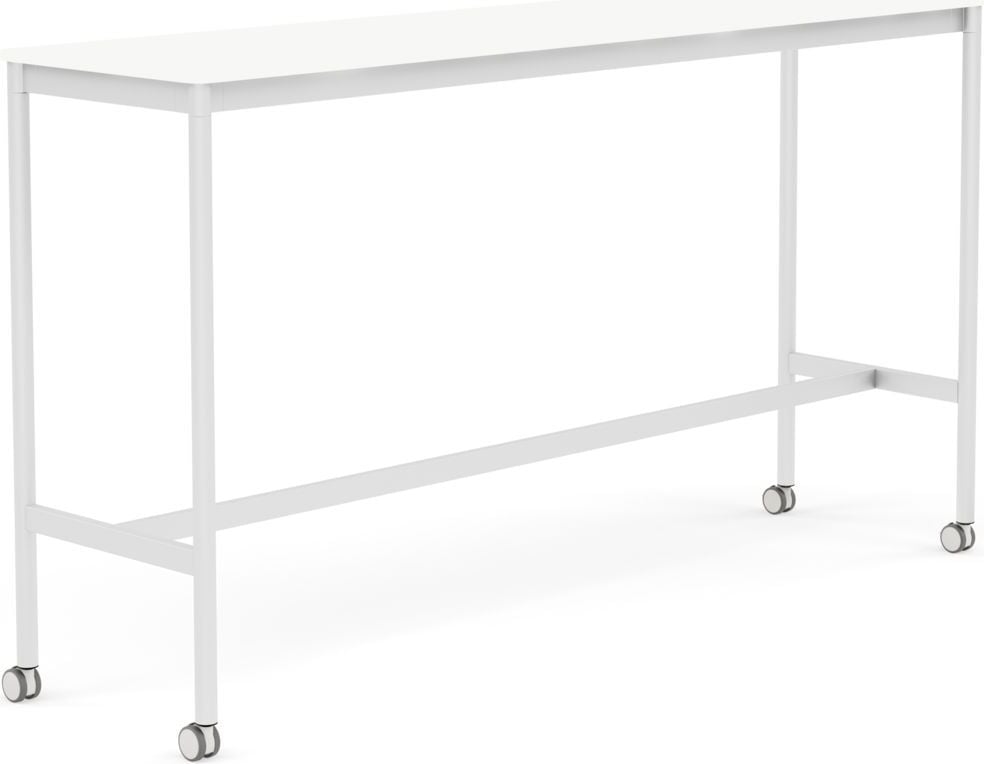 Stół na kółkach Base 50 x 190 x 105 cm biały laminowany ABS nogi białe