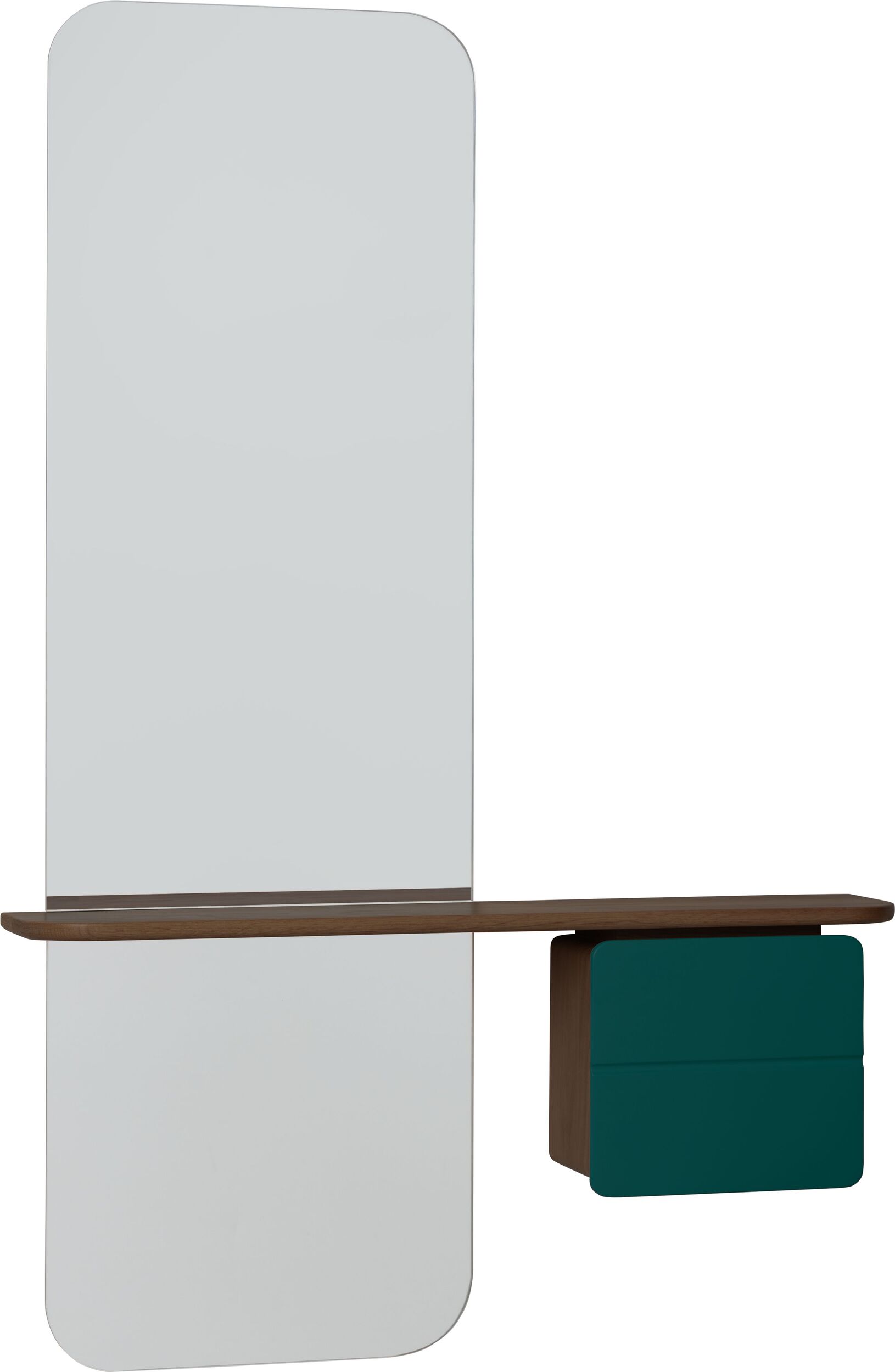 Lustro z półką One More Look ciemny dąb szafka leśna zieleń