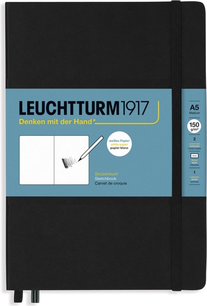 Szkicownik w twardej oprawie Leuchtturm 1917 A5 112 stron czarny 150 g/m²