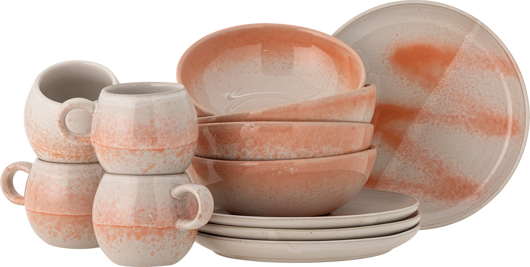 Zestaw śniadaniowy Paula kremowo-pomarańczowy 12 el.