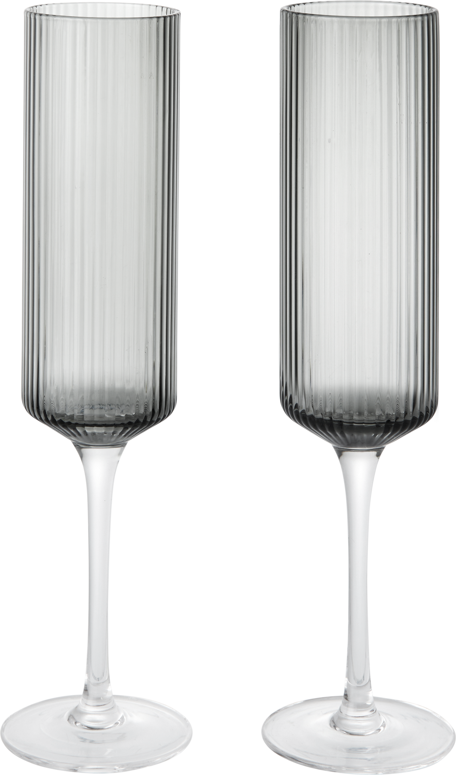 Kieliszki do szampana Ripple Flutes przydymiona szarość 2 szt.