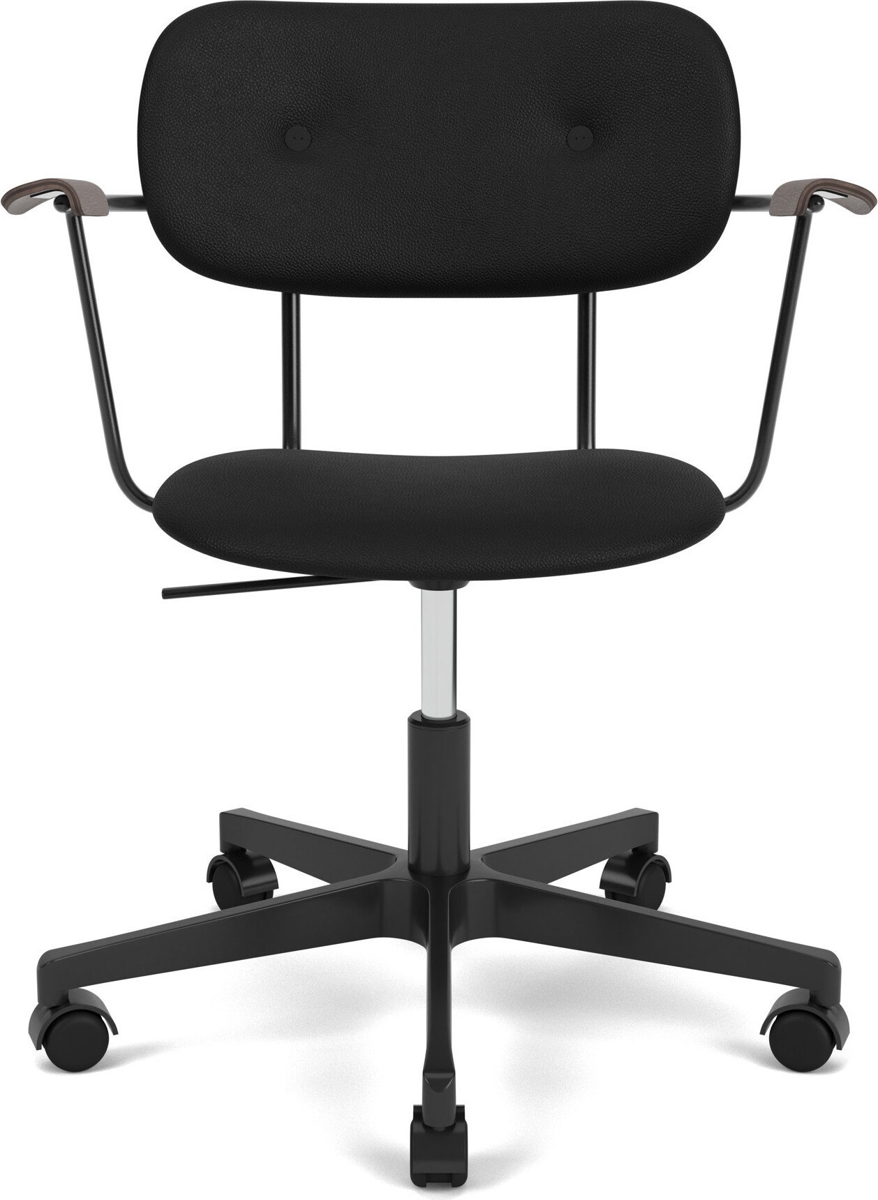 Krzesło obrotowe Co Sierra czarne skórzane z podłokietnikami na czarnych nogach