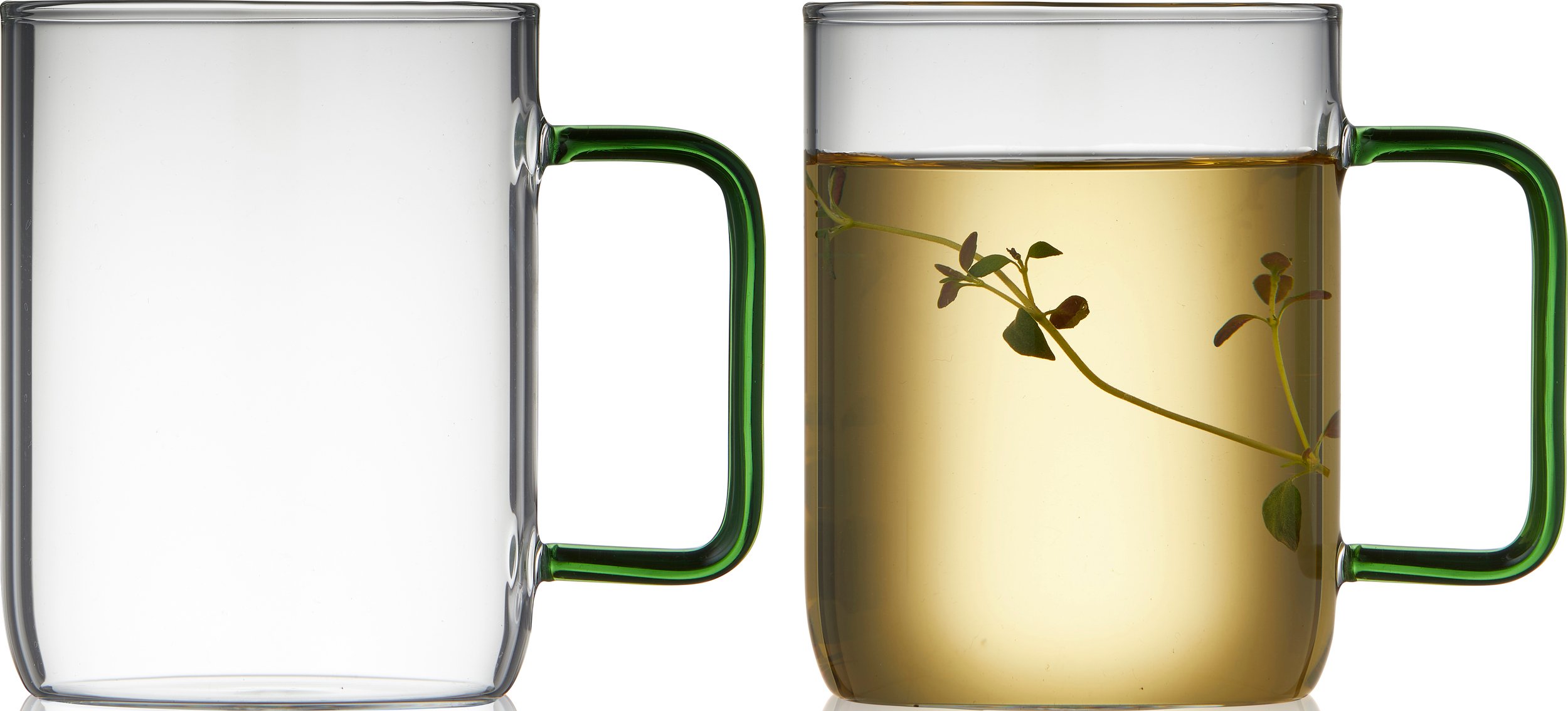 Szklanki Torino 400 ml przezroczyste z zielonym uchem 2 szt.