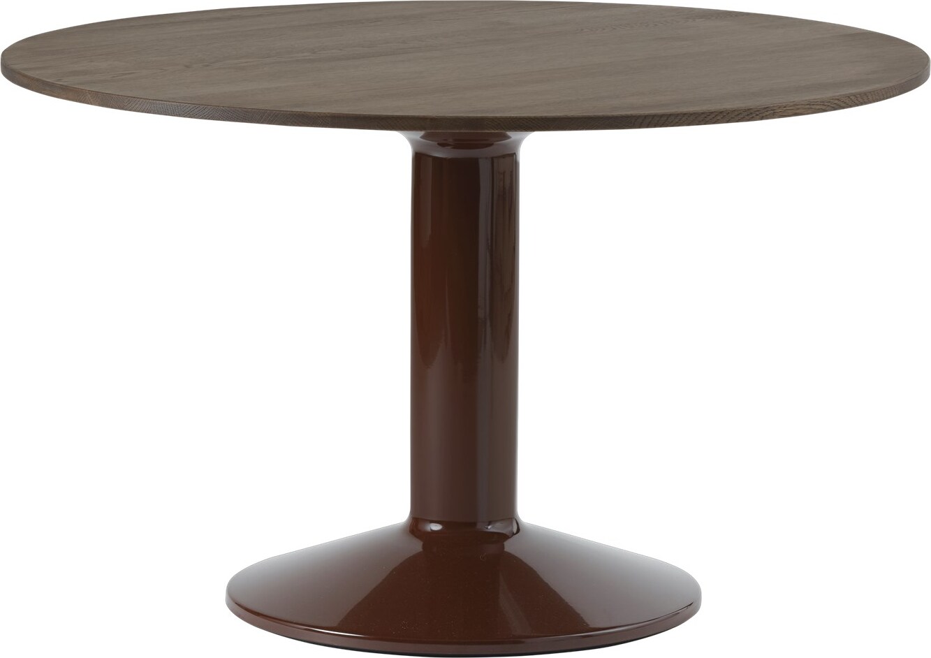 Stół Midst okrągły 120 cm ciemny dąb na czerwonej nodze