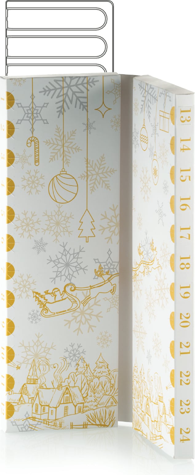 Zestaw kalendarzy adwentowych z podstawkami do czekoladek Silikomart 20 szt.