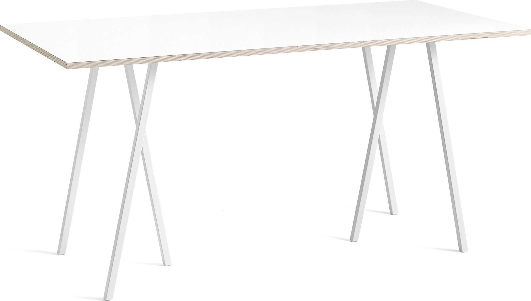 Stół Loop Stand wysoki 200 cm wzmocniony blat biały laminat nogi białe