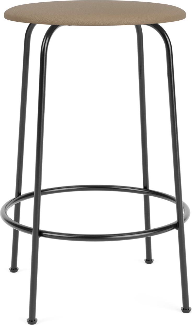 Stołek barowy Afteroom 65 cm beżowy siedzisko skórzane