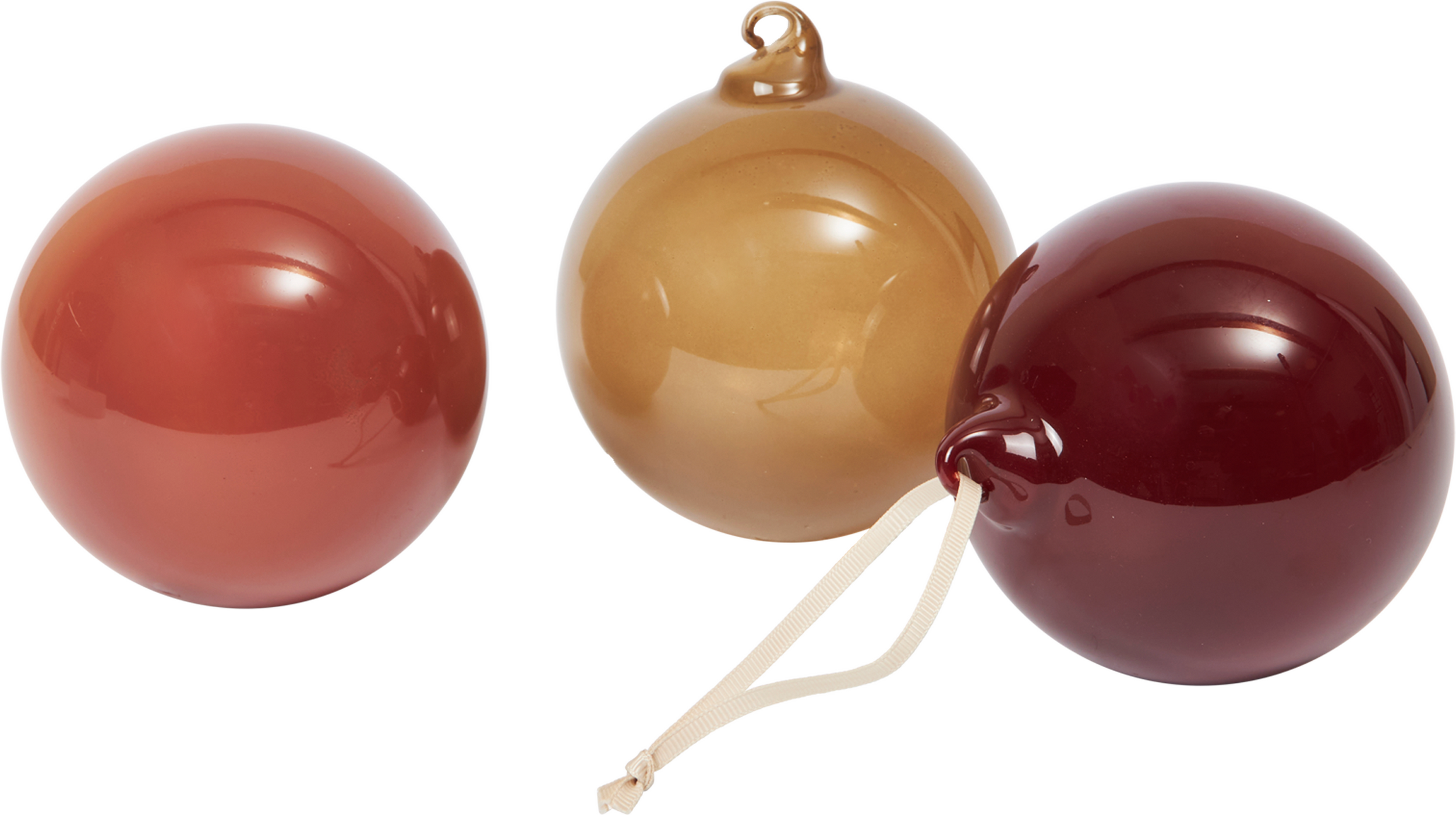 Bombki Ferm Living L złota, czerwona i bordowa 3 szt.