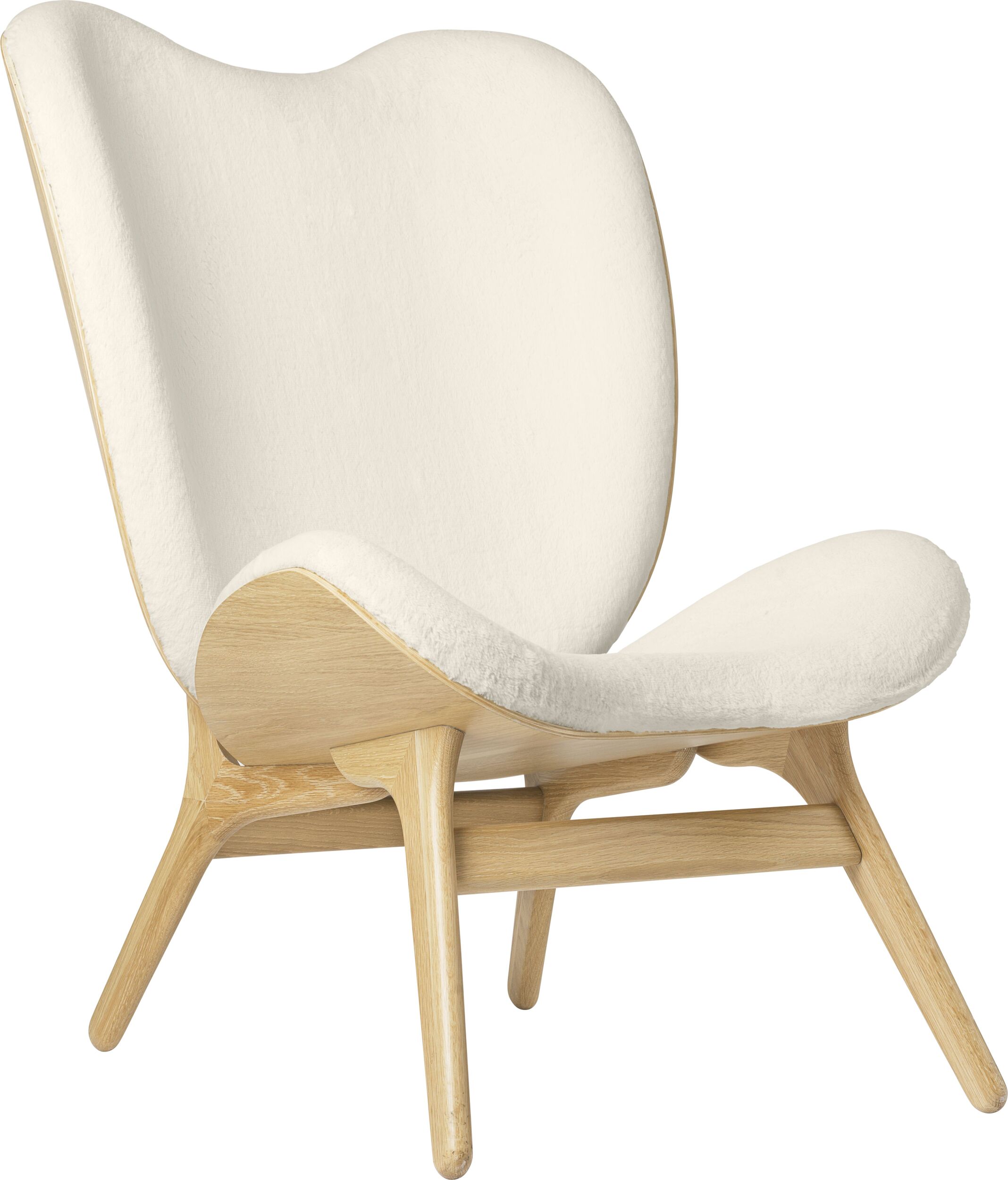 Fotel Conversation Piece Teddy 106 cm biały na dębowych nogach