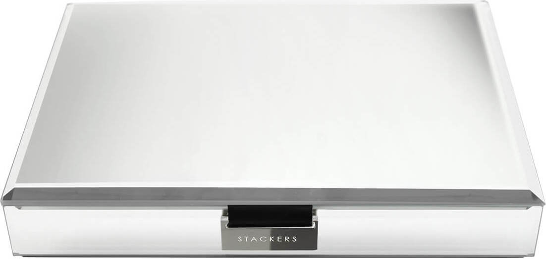 Szkatułka na biżuterię Stackers classic velvet szklana z pokrywką z czarną wyściółką