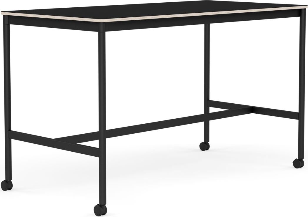 Stół na kółkach Base 80 x 160 x 95 cm czarny laminowany nogi czarne