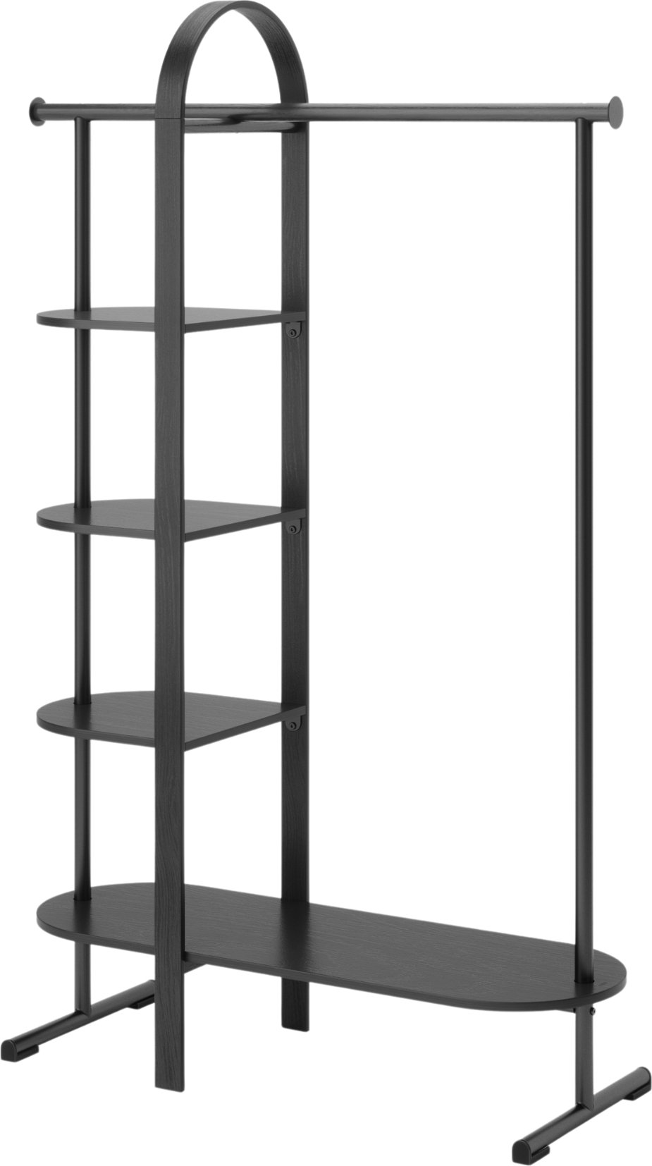 Wieszak stojący Bellwood czarny z półkami
