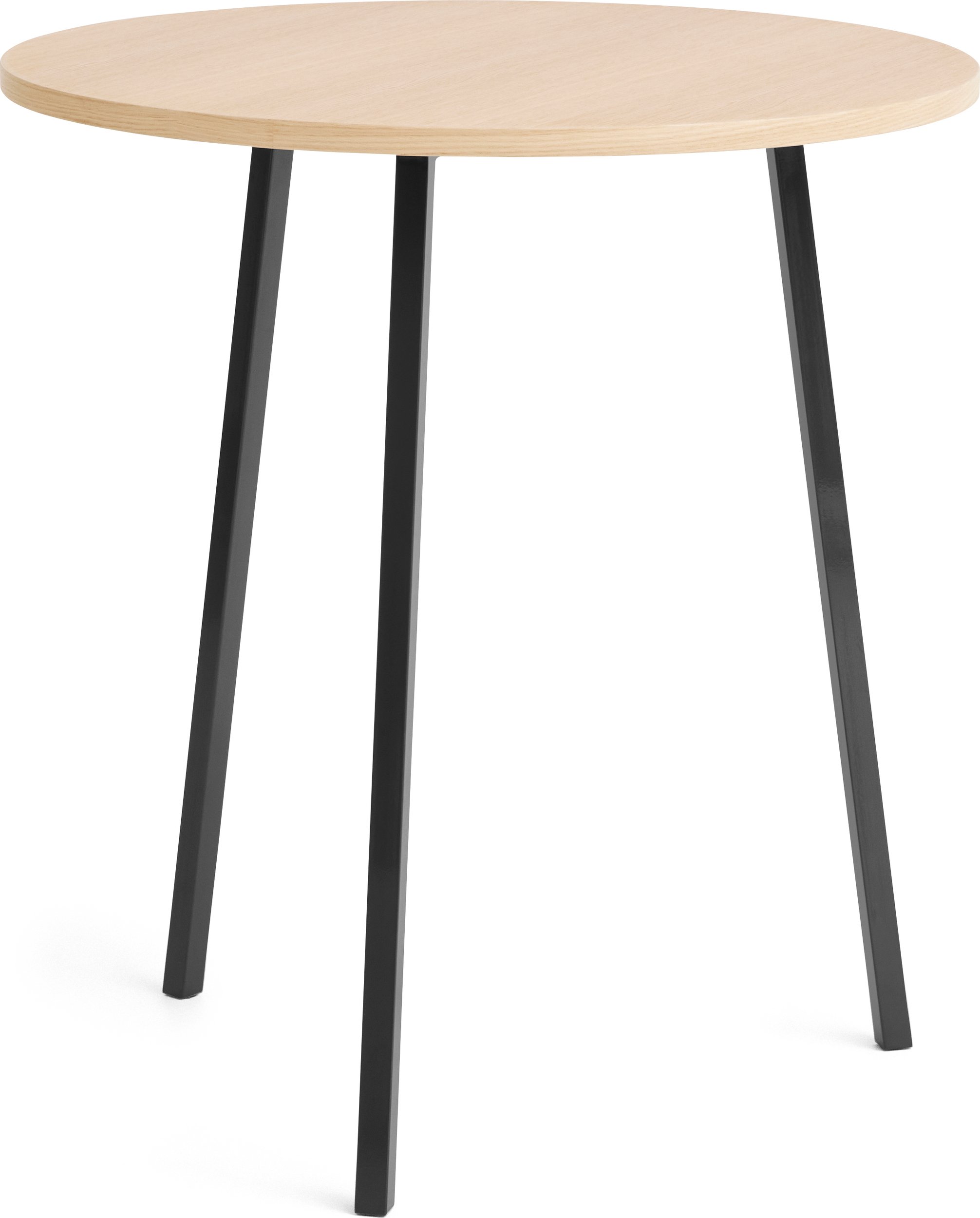 Stół Loop Stand okrągły 90 cm blat dąb lakierowany nogi czarne