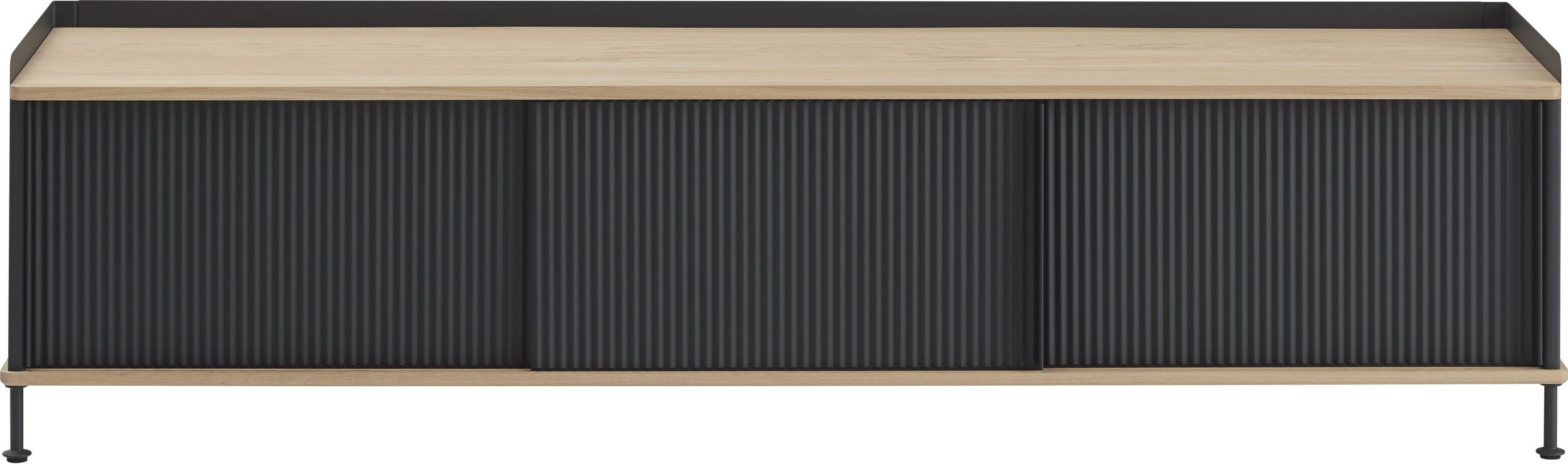 Szafka Enfold 186 cm czarna z dębowym blatem