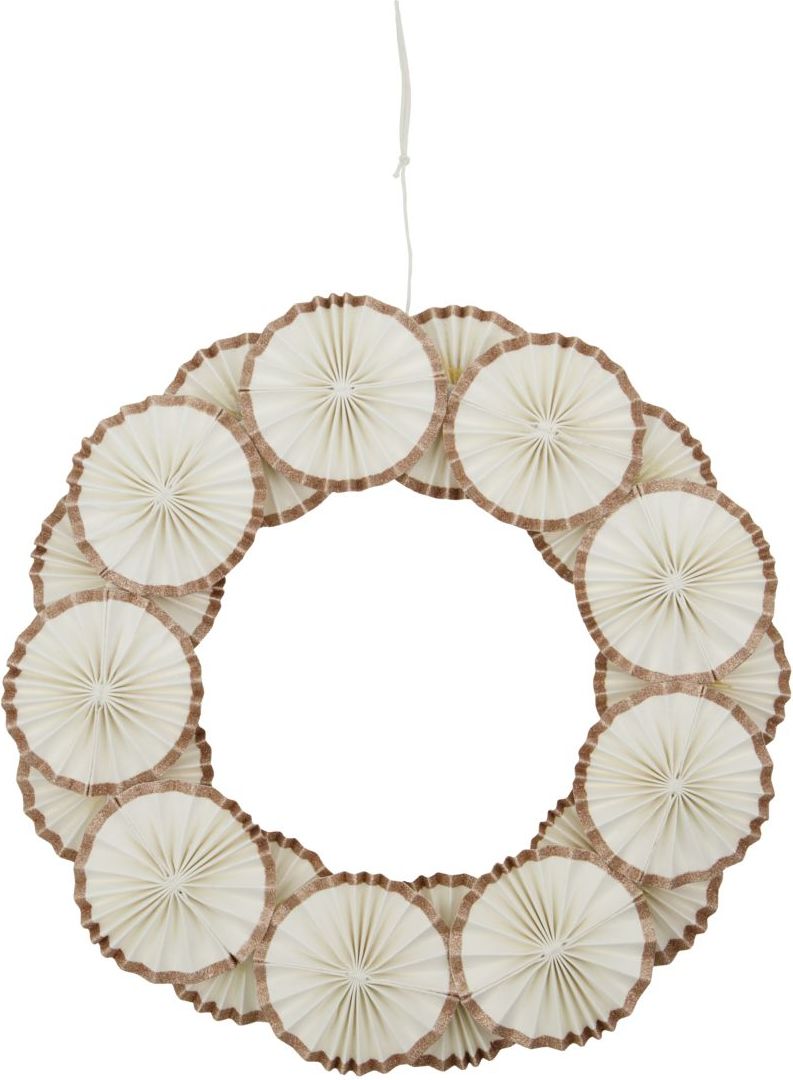 Dekoracja świąteczna Rosette wieniec 34 cm złamana biel