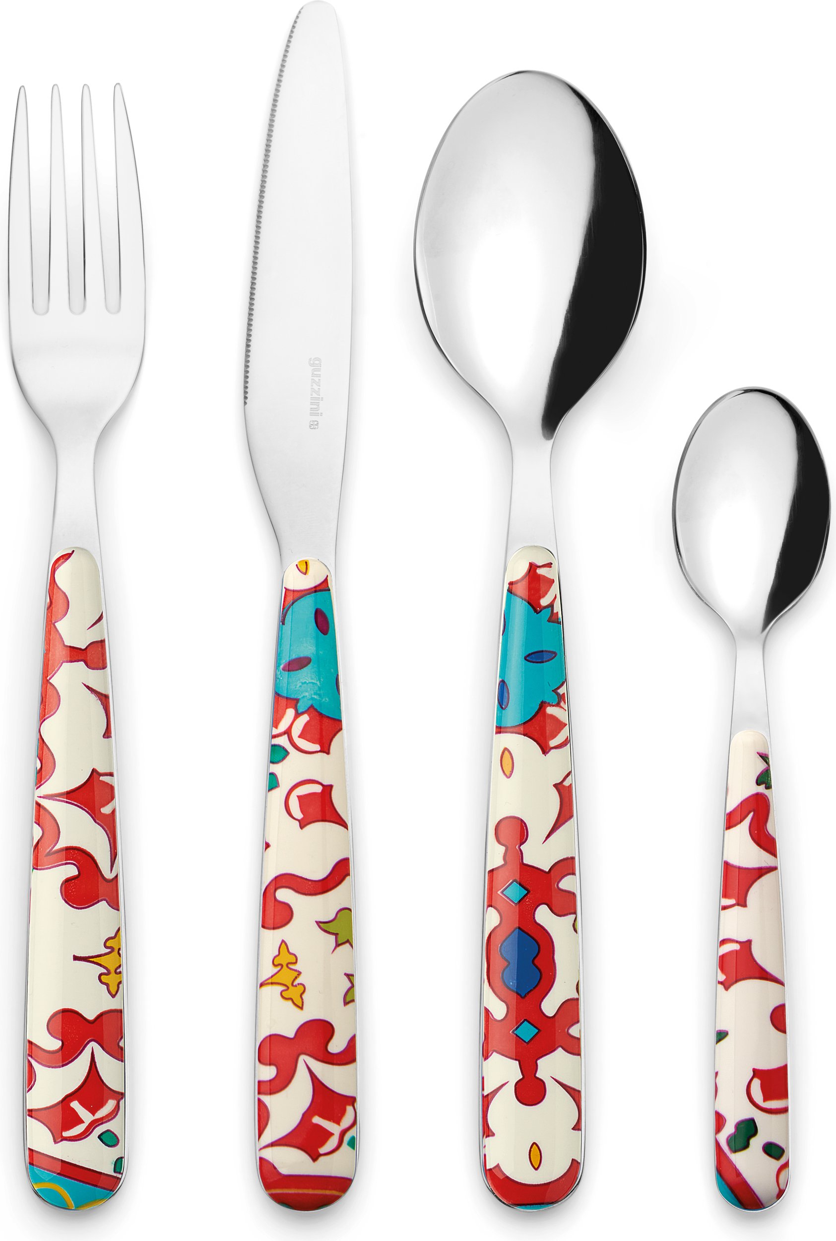 Komplet sztućców Flowers & Lemon czerwony 24 el.