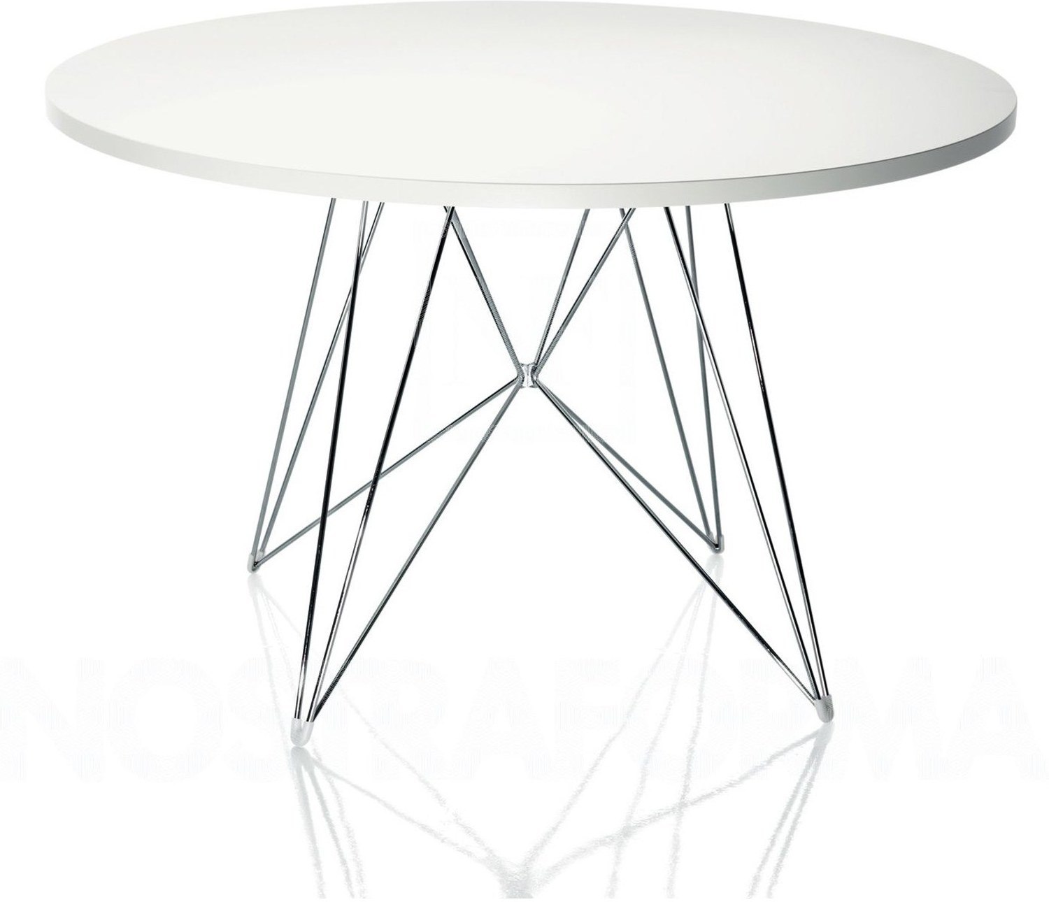 Stół XZ3 okrągły biały blat chromowana rama