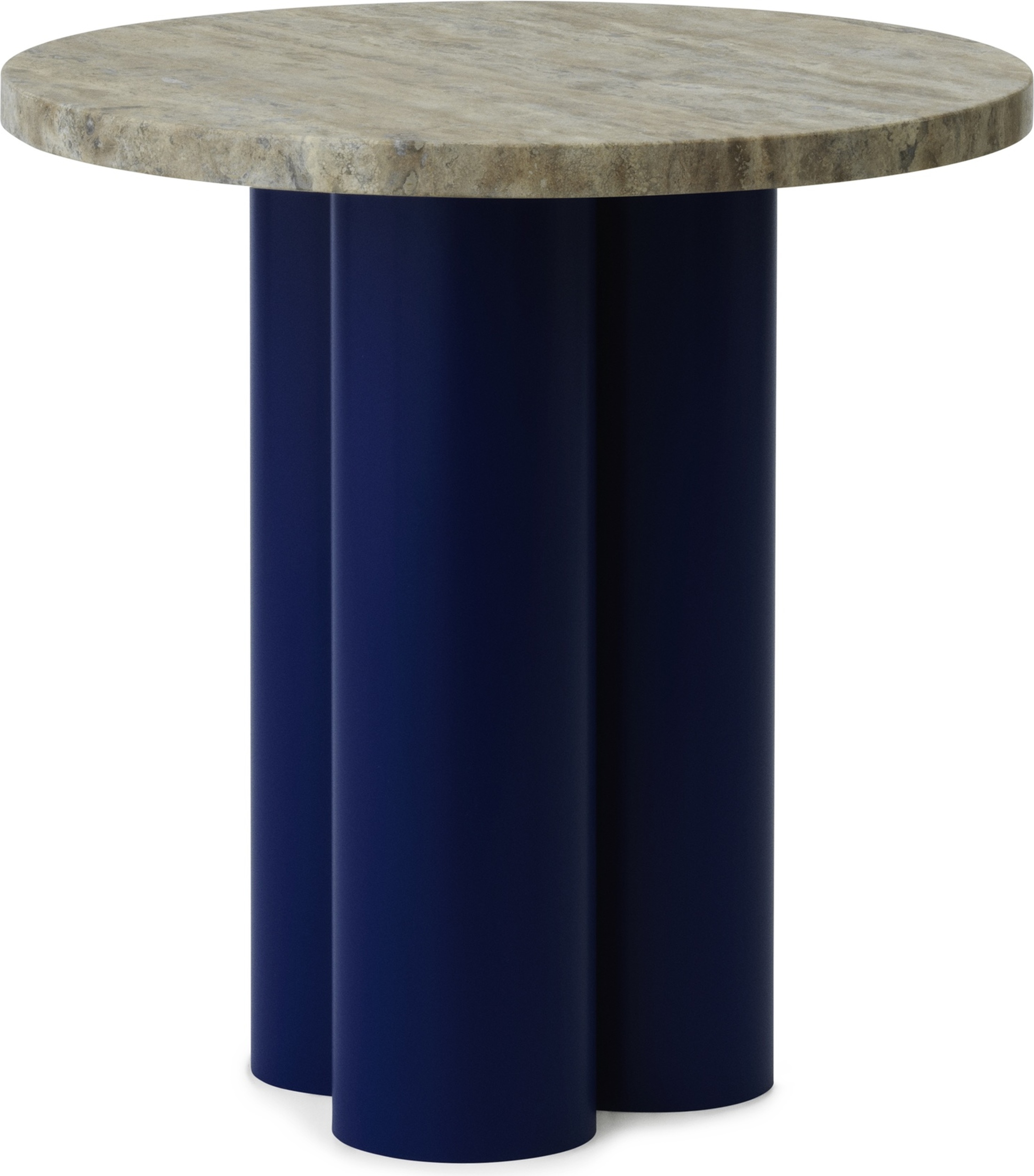 Stolik Dit Travertine Silver na niebieskich nogach