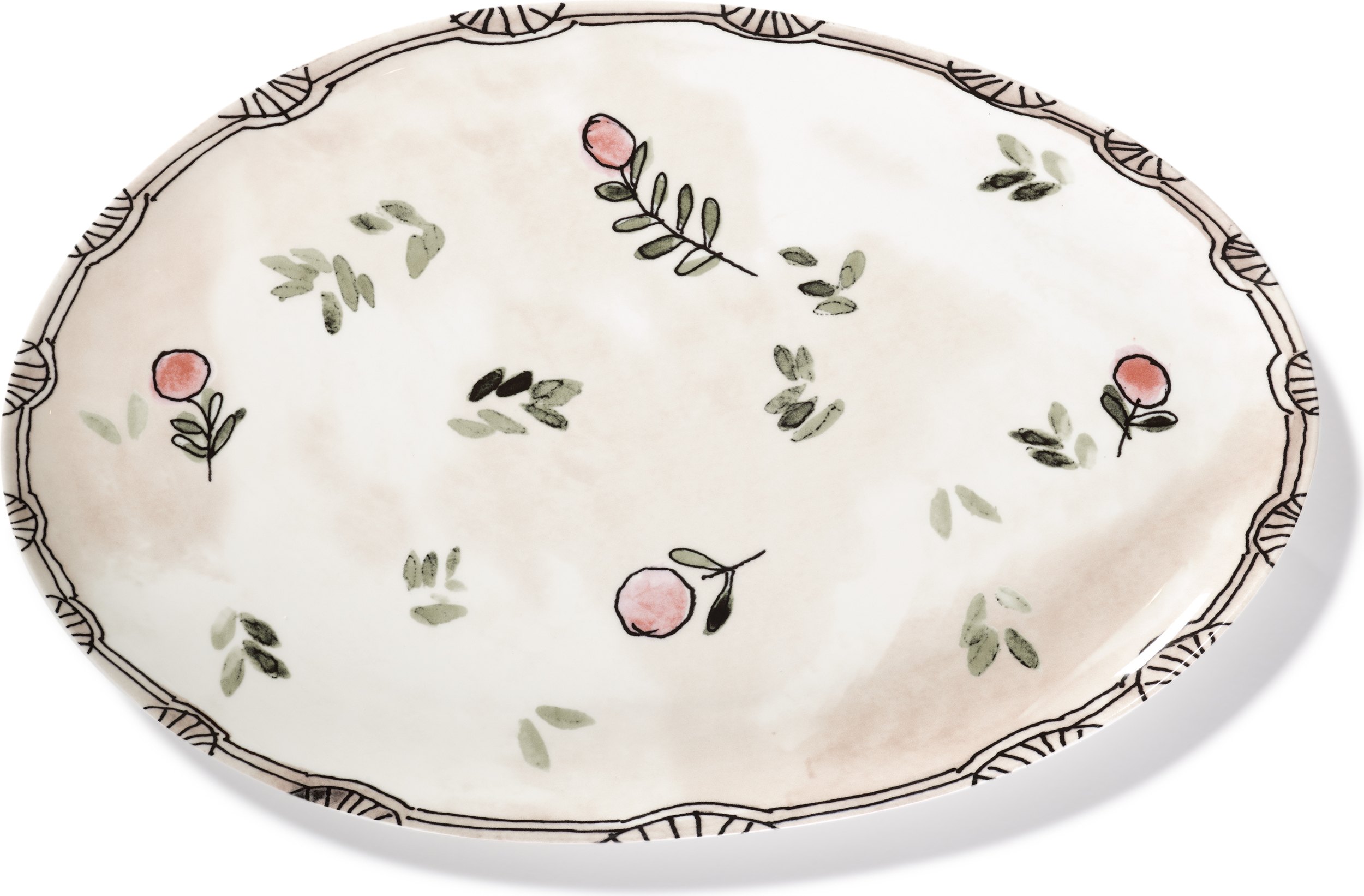 Półmisek owalny Midnight Flowers Mirtillo Nude 46,5 cm