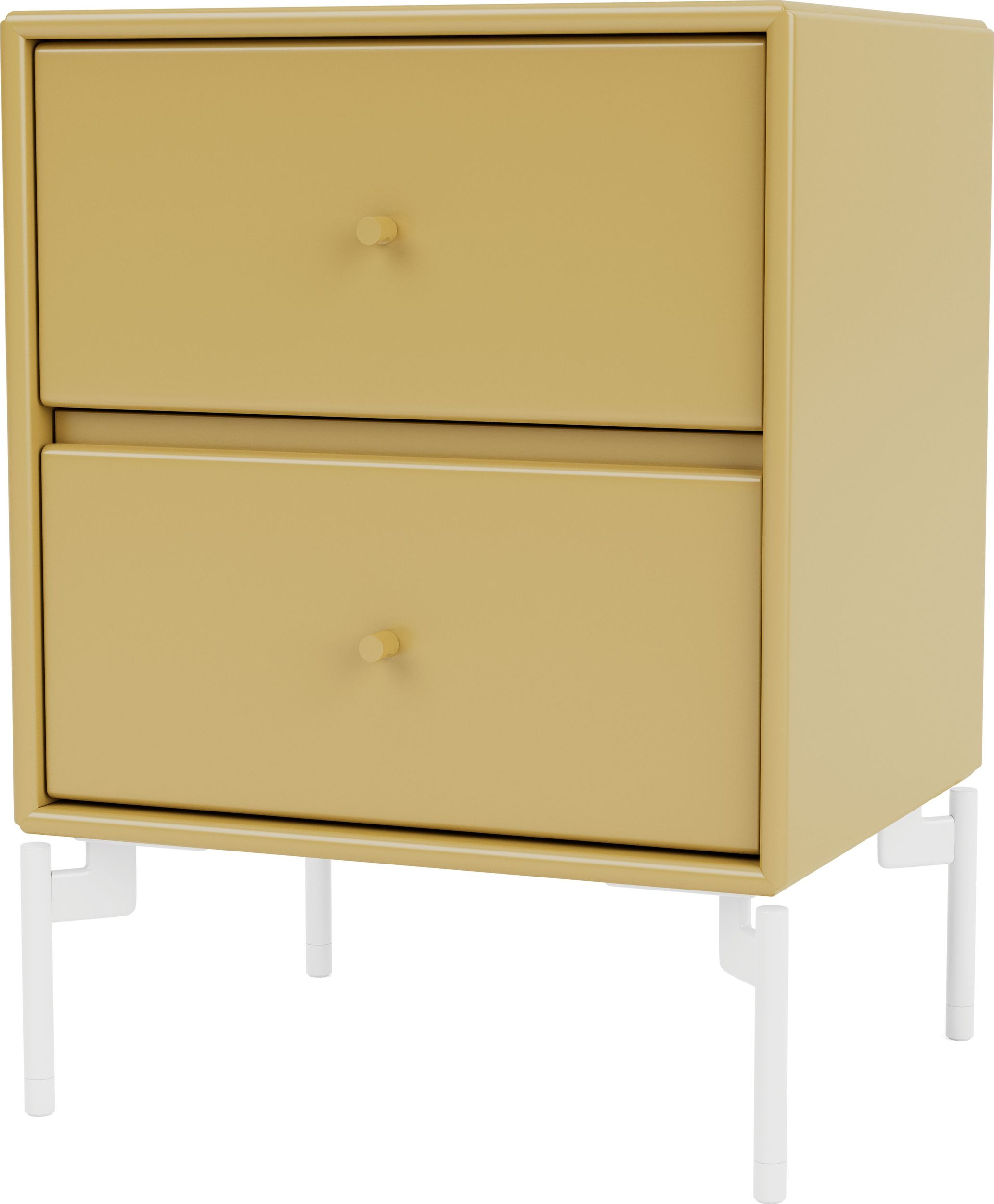 Szafka nocna Drift musztardowa na białych nogach