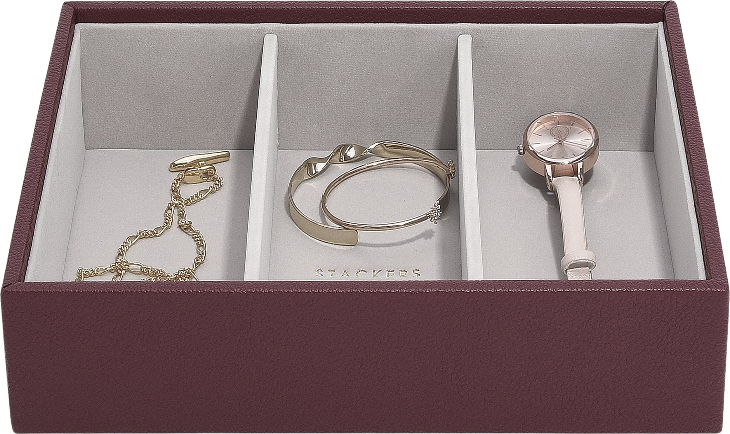 Szkatułka na biżuterię Classic Stackers 3 komorowa bordowa