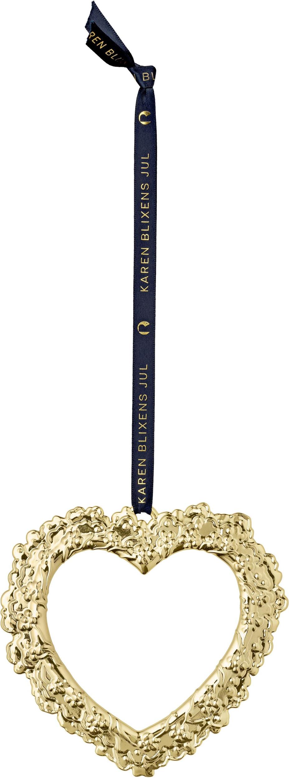 Dekoracja choinkowa Karen Blixen serce z kwiatami 11,5 cm złota