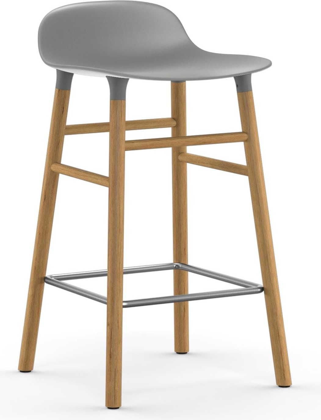 Stołek barowy Form 65 cm szary drewno dębowe